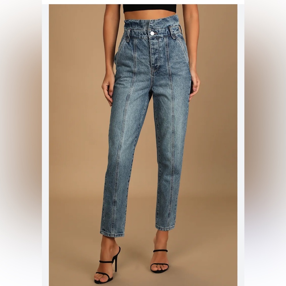 Blank NYC Don't Cross Me Medium Wash High-Rise Paperbag Waist Jeans size 29 NWOT
